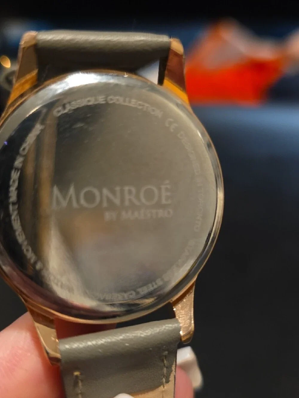 Classique Rose Gold Dial Womens Watch - Gray Strap
